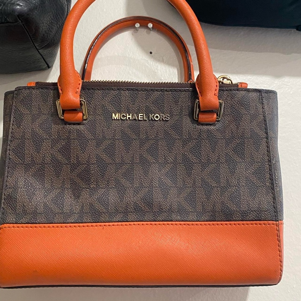 Michael Kors Dark Brown and Orange Satchel